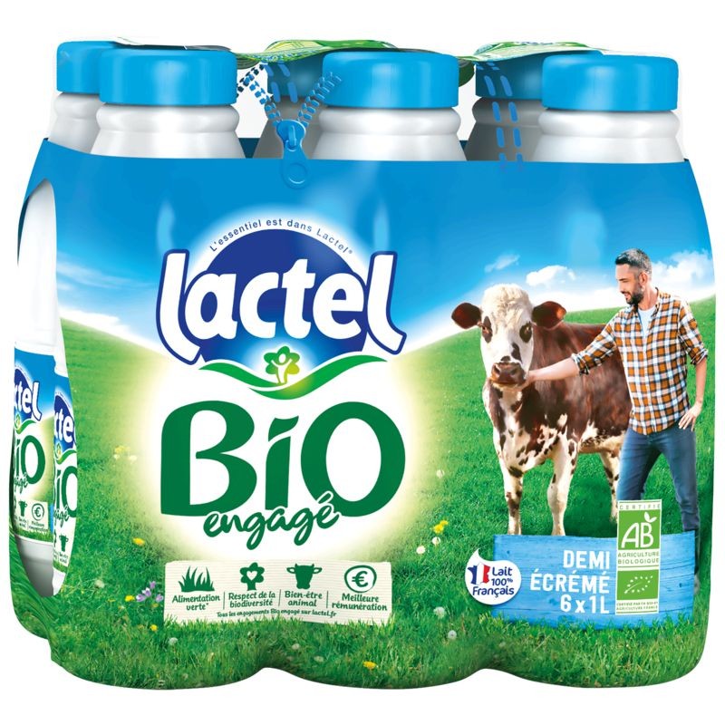 LACTEL Lait Demi-écrémé Bio 6x1L LACTEL Lait Demi-écrémé Bio 6x1L